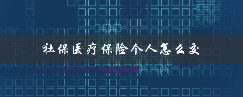 社保医疗保险个人怎么交