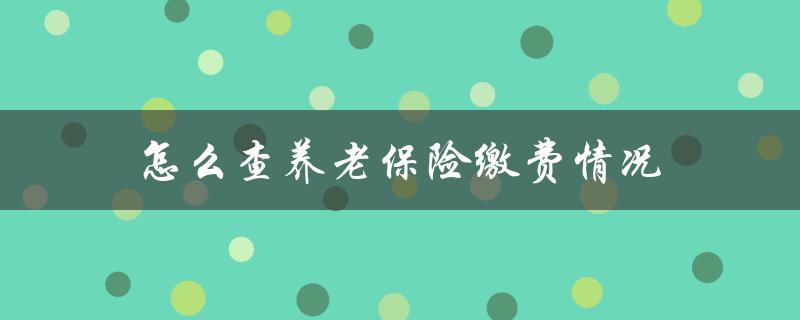 怎么查养老保险缴费情况