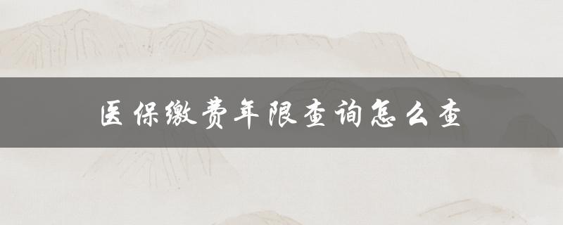 医保缴费年限查询怎么查