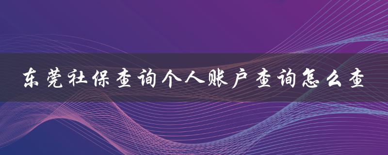 东莞社保查询个人账户查询怎么查