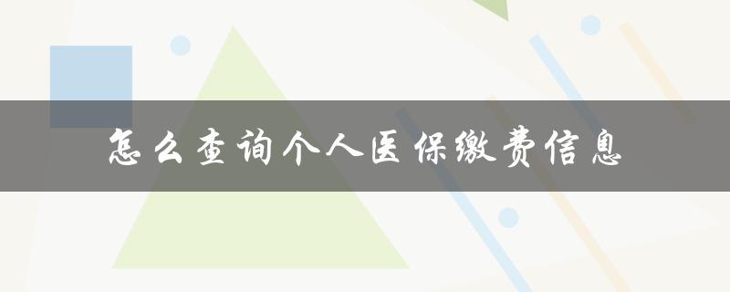 怎么查询个人医保缴费信息