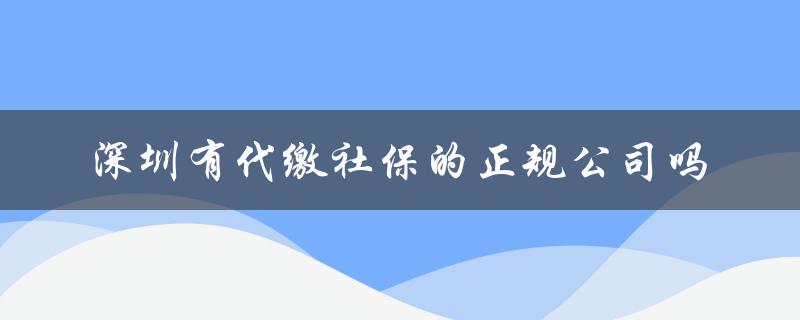 深圳有代缴社保的正规公司吗