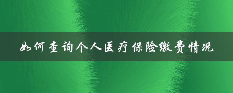 如何查询个人医疗保险缴费情况