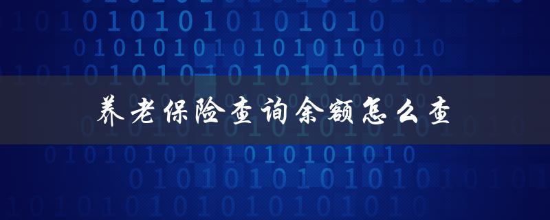 养老保险查询余额怎么查